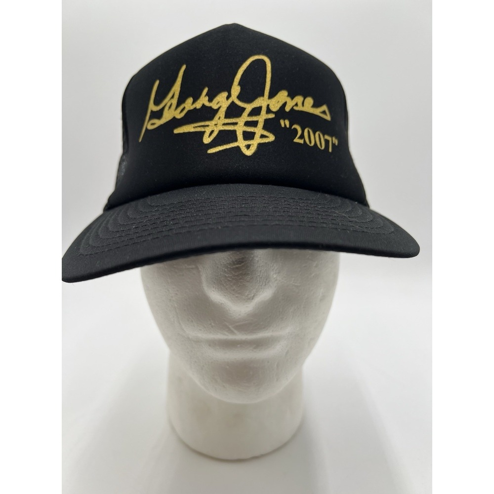 Vintage 2007 George Jones Signature Black Mesh Trucker Hat Snapback OSFA